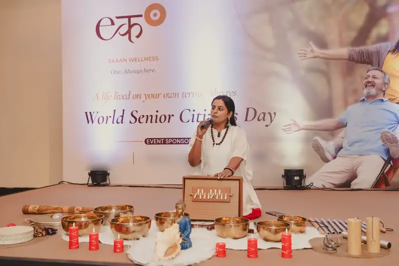 Sound healing facilitator leading the wellness experience